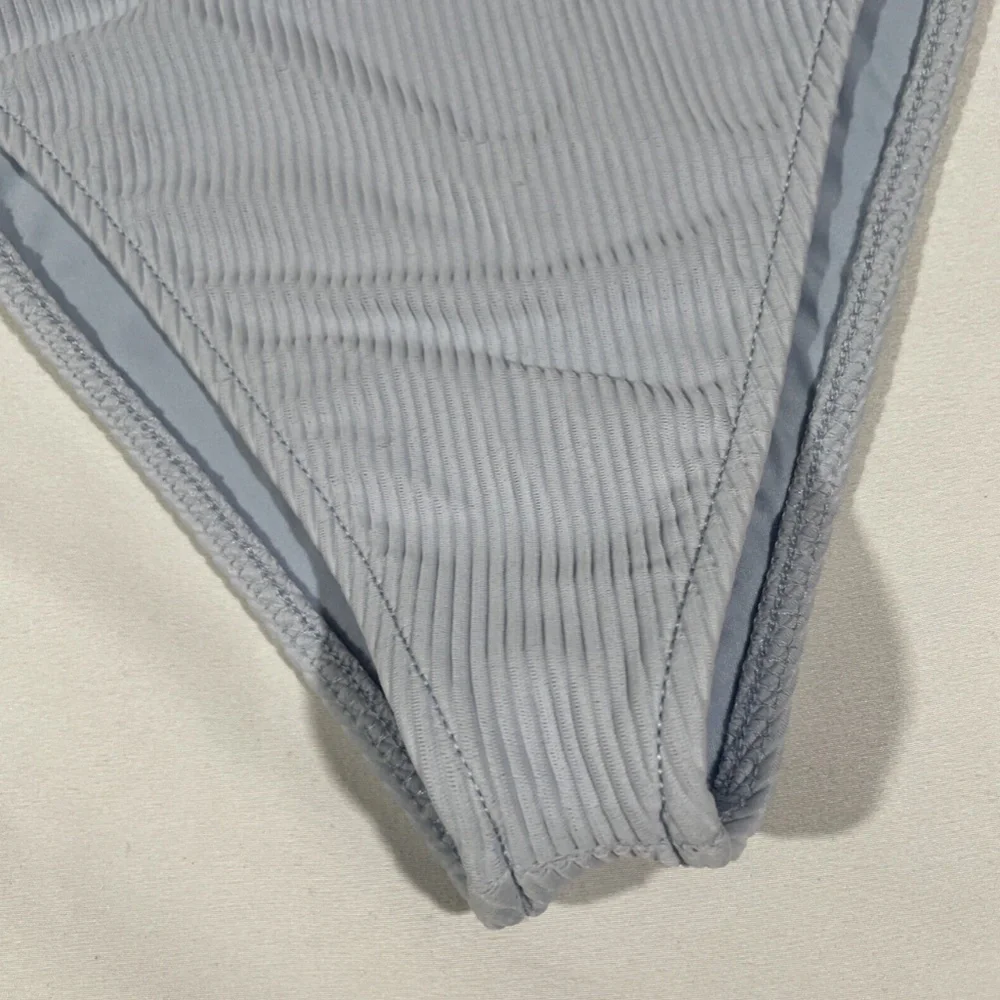 NEW Frankies Bikinis‎ [ Large ] Enzo Ribbed Cheeky Bikini Bottom Blue